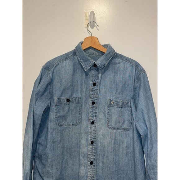 Carhartt Blue Denim Long Sleeve Casual Wear Button-Up Shirt Men's Size XL - Picture 2 of 8